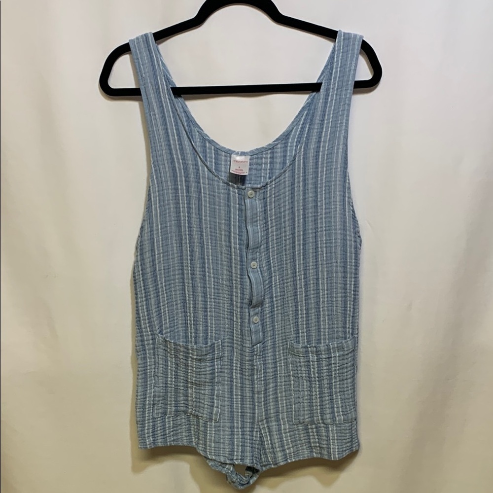 Xhilaration Light Blue Striped Romper